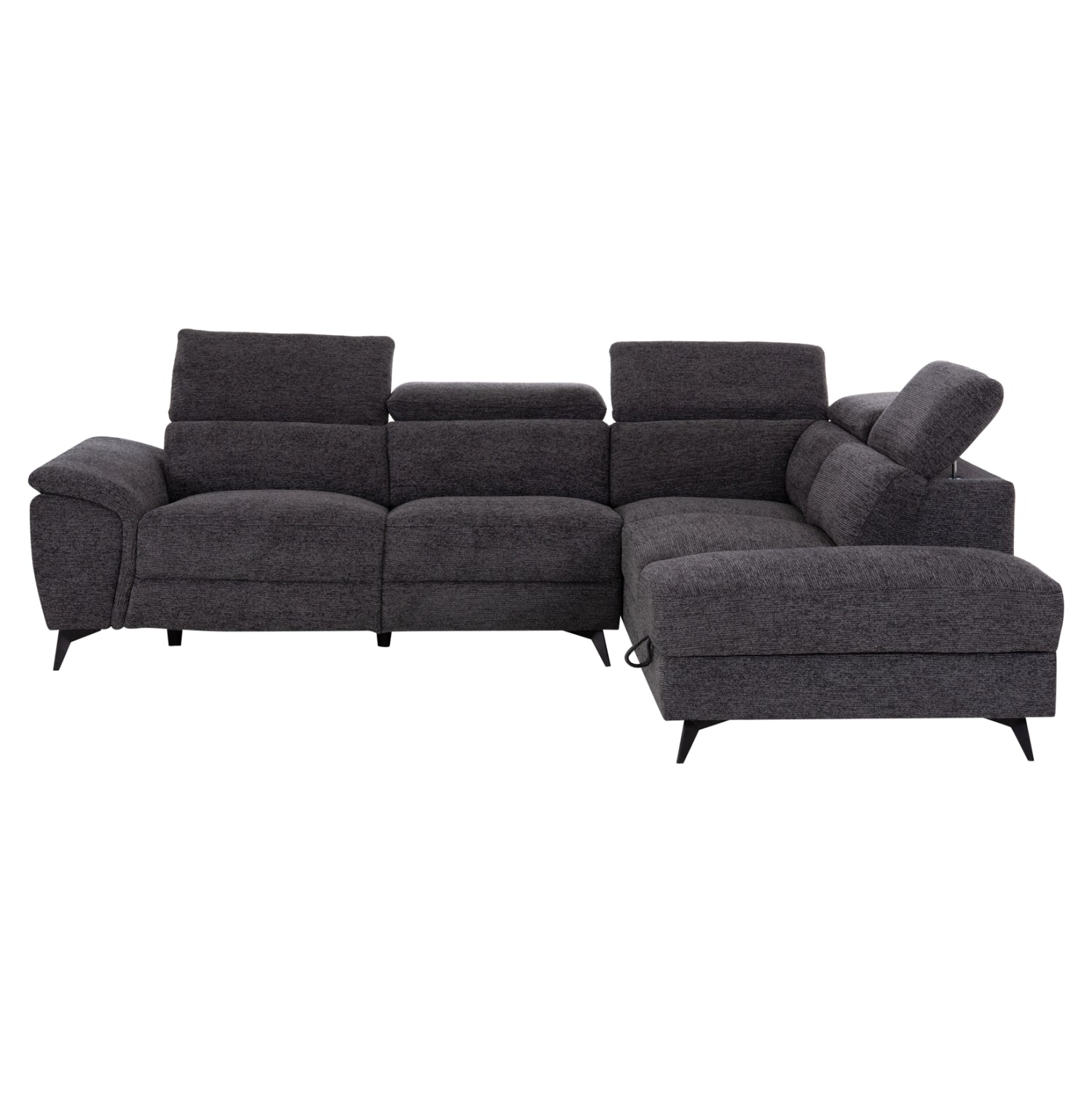 SOFA RIGHT CORNER-RECLINE & STORAGE SPACE RESTRO ΗΜ3339.01R GREY FABRIC 290x220x80Hcm.