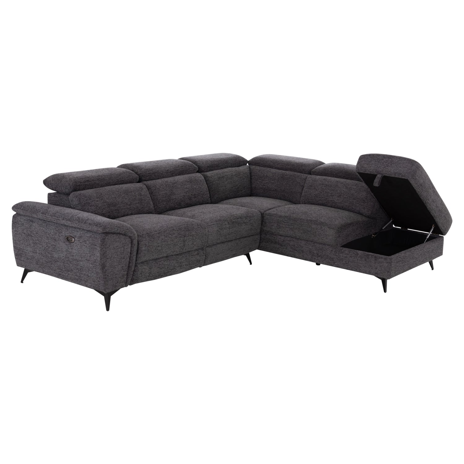 SOFA RIGHT CORNER-RECLINE & STORAGE SPACE RESTRO ΗΜ3339.01R GREY FABRIC 290x220x80Hcm.