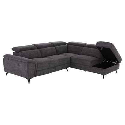 SOFA RIGHT CORNER-RECLINE & STORAGE SPACE RESTRO ΗΜ3339.01R GREY FABRIC 290x220x80Hcm.
