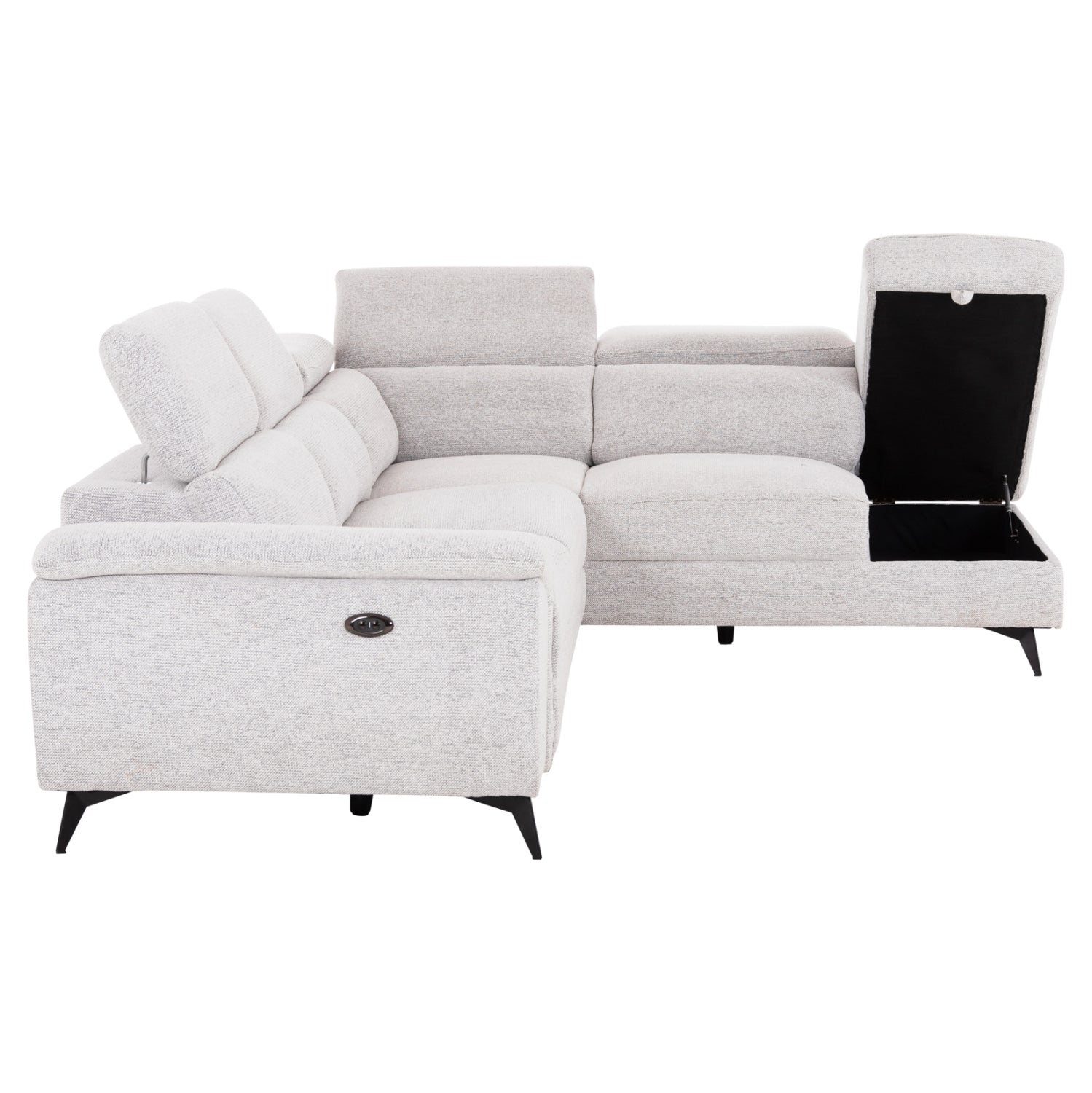 SOFA RIGHT CORNER-RECLINE & STORAGE SPACE RESTRO HM3339.02R BEIGE FABRIC 290x220x80Hcm.