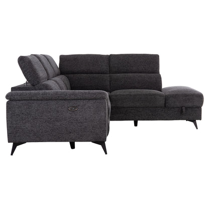 SOFA RIGHT CORNER-RECLINE & STORAGE SPACE RESTRO ΗΜ3339.01R GREY FABRIC 290x220x80Hcm.