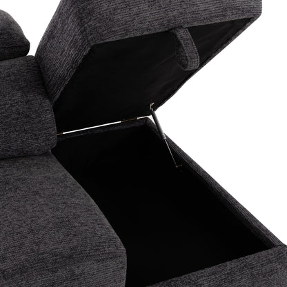 SOFA RIGHT CORNER-RECLINE & STORAGE SPACE RESTRO ΗΜ3339.01R GREY FABRIC 290x220x80Hcm.