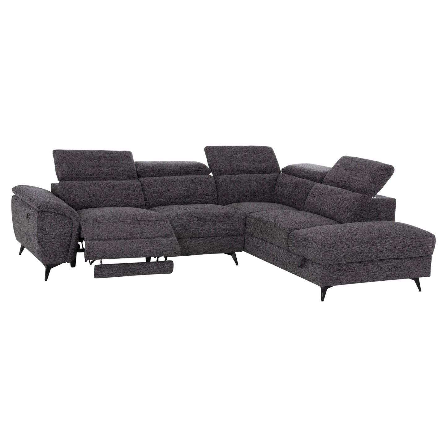 SOFA RIGHT CORNER-RECLINE & STORAGE SPACE RESTRO ΗΜ3339.01R GREY FABRIC 290x220x80Hcm.
