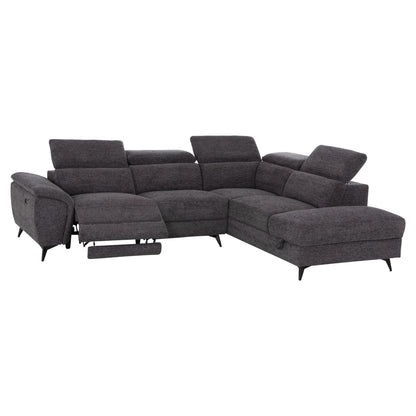 SOFA RIGHT CORNER-RECLINE & STORAGE SPACE RESTRO ΗΜ3339.01R GREY FABRIC 290x220x80Hcm.