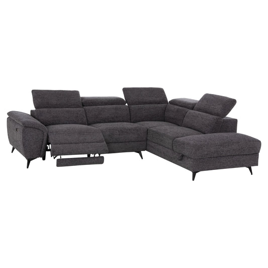 SOFA RIGHT CORNER-RECLINE & STORAGE SPACE RESTRO ΗΜ3339.01R GREY FABRIC 290x220x80Hcm.