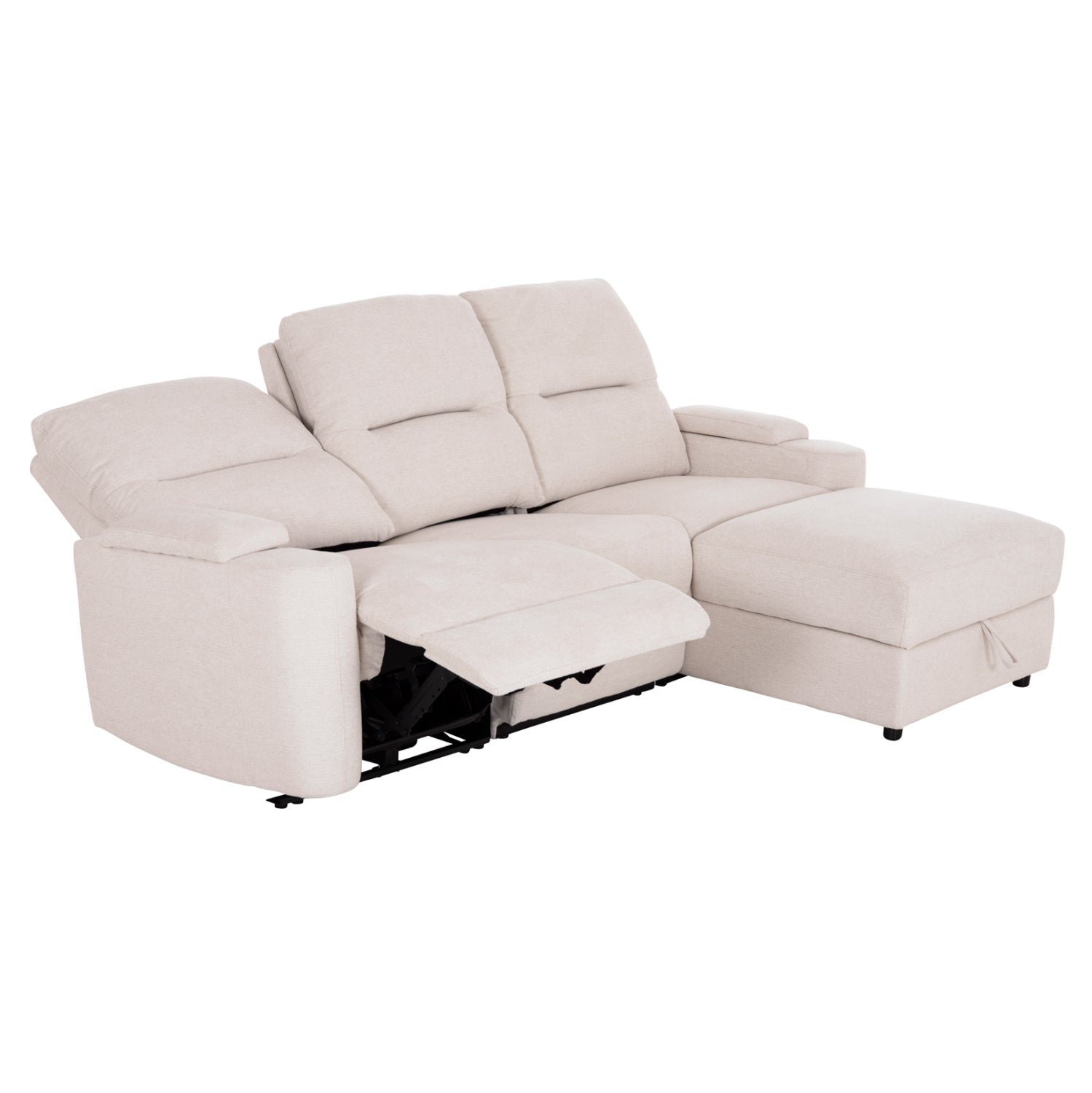 RIGHT CORNER SOFA SYNTHIA HM3308.01R RECLINE & STORAGE SPACE--BEIGE FABRIC 245x170x98Hcm.