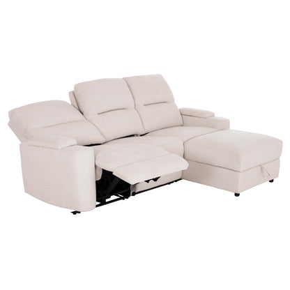 RIGHT CORNER SOFA SYNTHIA HM3308.01R RECLINE & STORAGE SPACE--BEIGE FABRIC 245x170x98Hcm.
