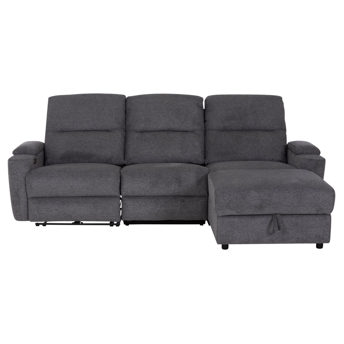 RIGHT CORNER SOFA SYNTHIA HM3308.03R RECLINE & STORAGE SPACE--GREY FABRIC 245x170x98Hcm.