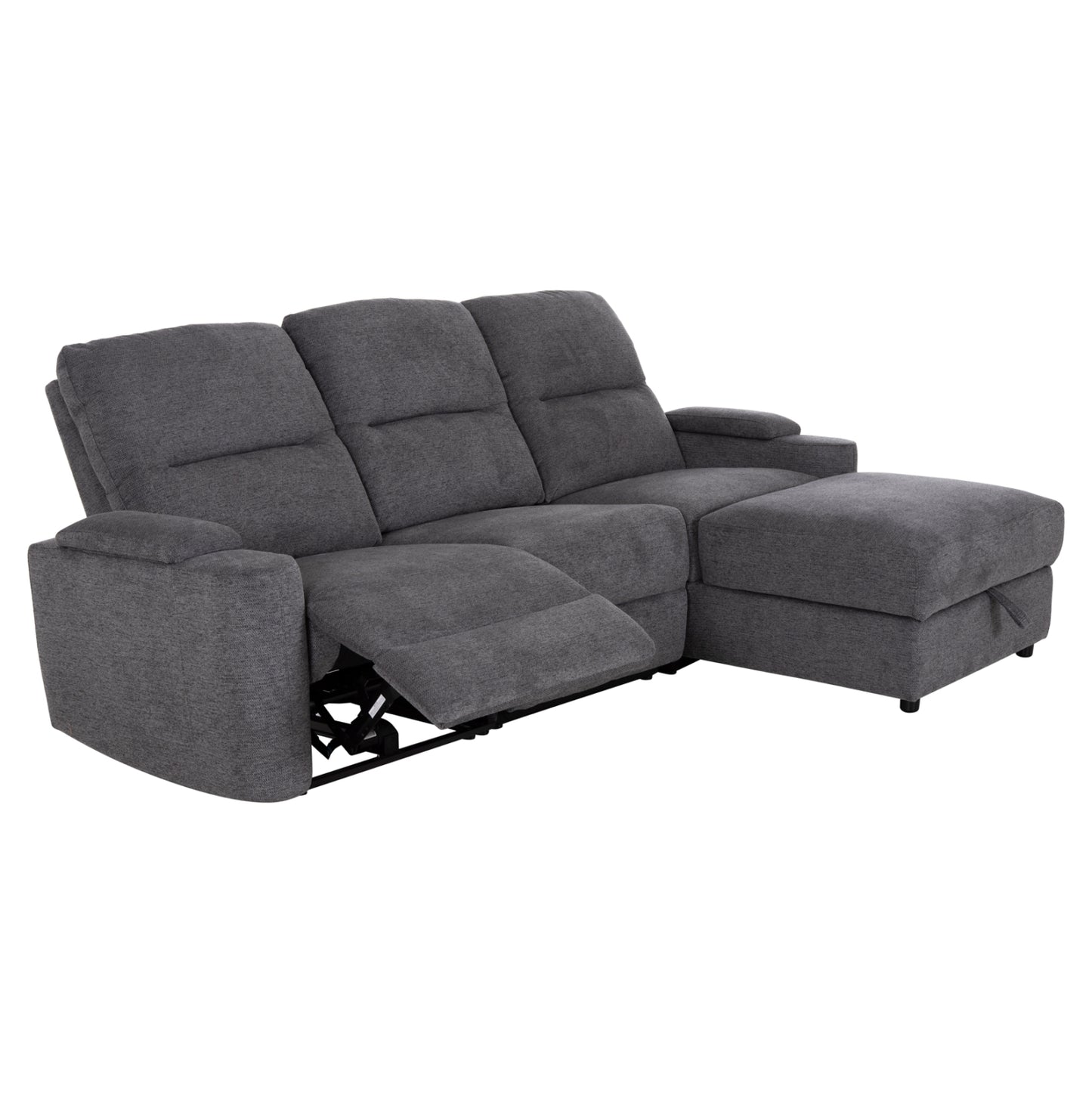 RIGHT CORNER SOFA SYNTHIA HM3308.03R RECLINE & STORAGE SPACE--GREY FABRIC 245x170x98Hcm.