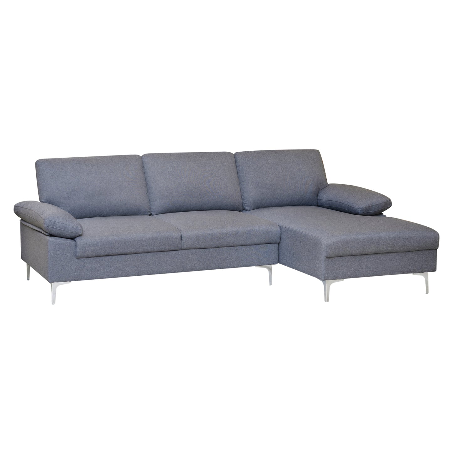 SOFA RIGHT CORNER ANTON HM3340.01R GREY FABRIC--METAL LEGS 263x133x85Hcm