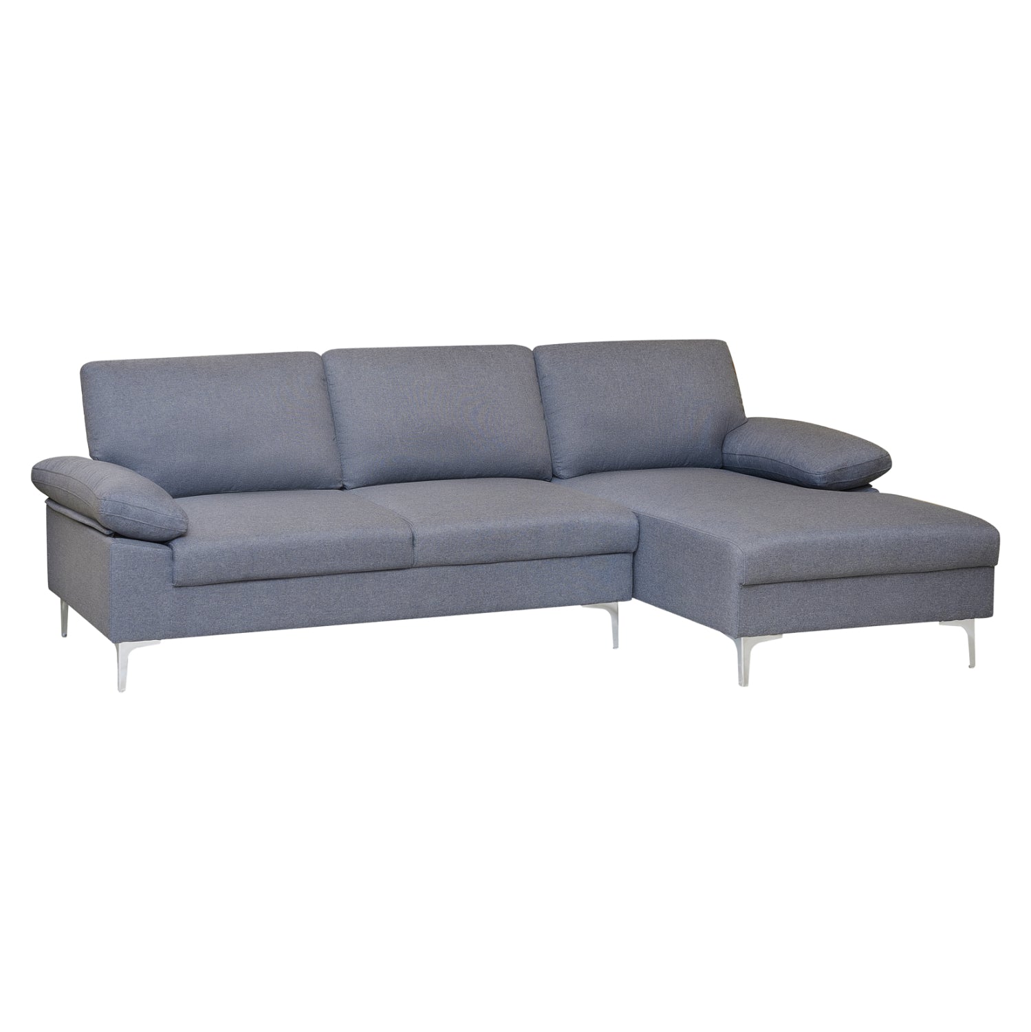 SOFA RIGHT CORNER ANTON HM3340.01R GREY FABRIC--METAL LEGS 263x133x85Hcm
