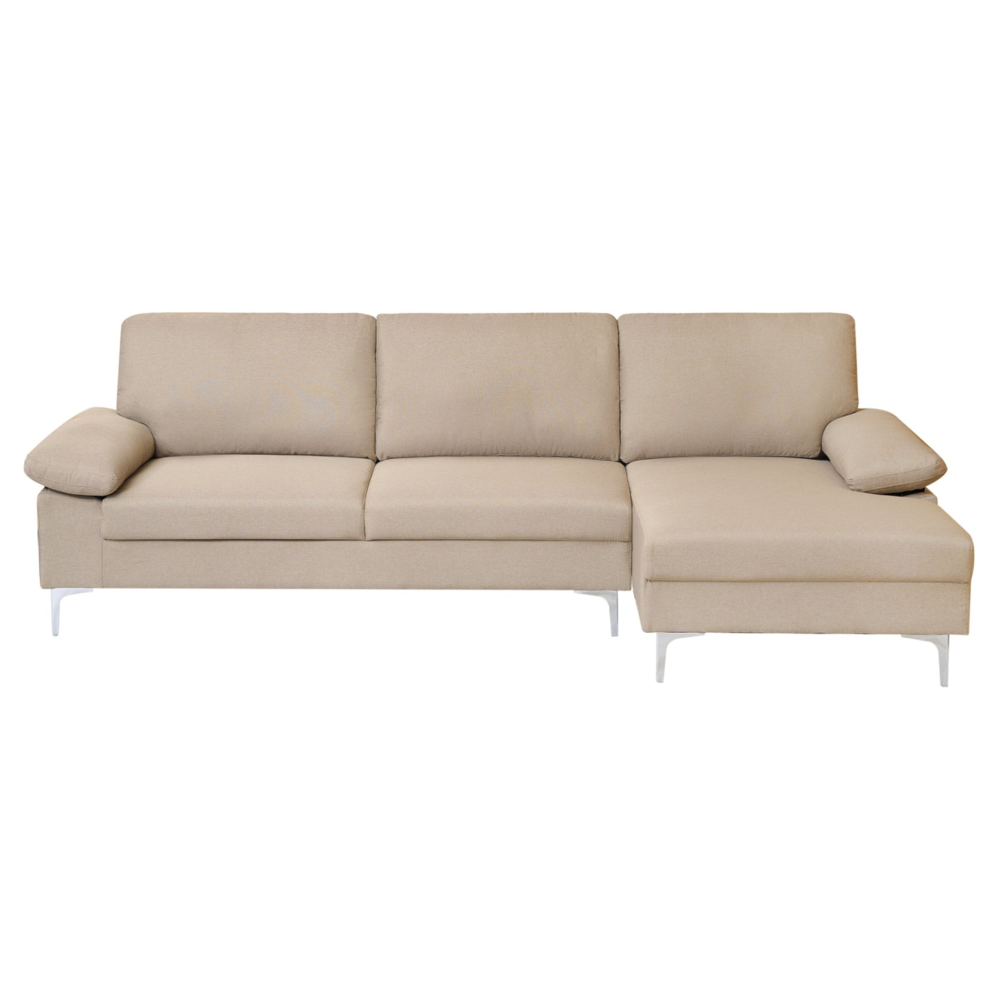 SOFA RIGHT CORNER ANTON HM3340.02R IVORY FABRIC--METAL LEGS 263x133x85Hcm