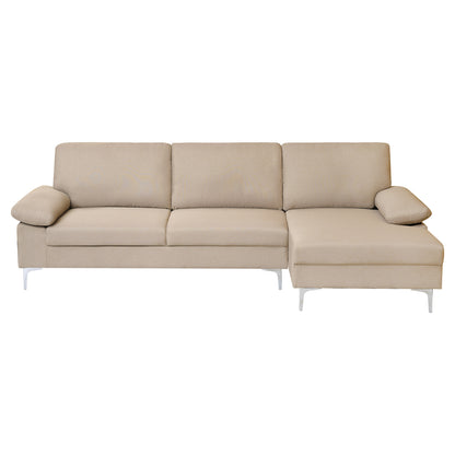 SOFA RIGHT CORNER ANTON HM3340.02R IVORY FABRIC--METAL LEGS 263x133x85Hcm