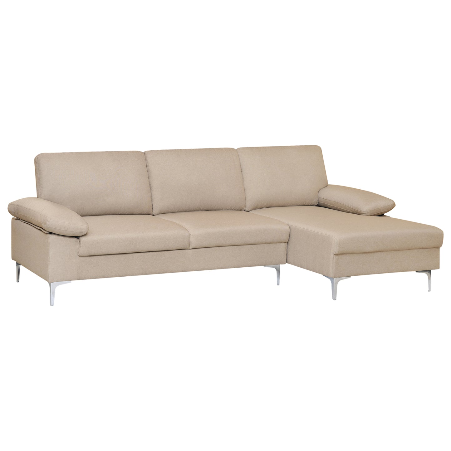 SOFA RIGHT CORNER ANTON HM3340.02R IVORY FABRIC--METAL LEGS 263x133x85Hcm