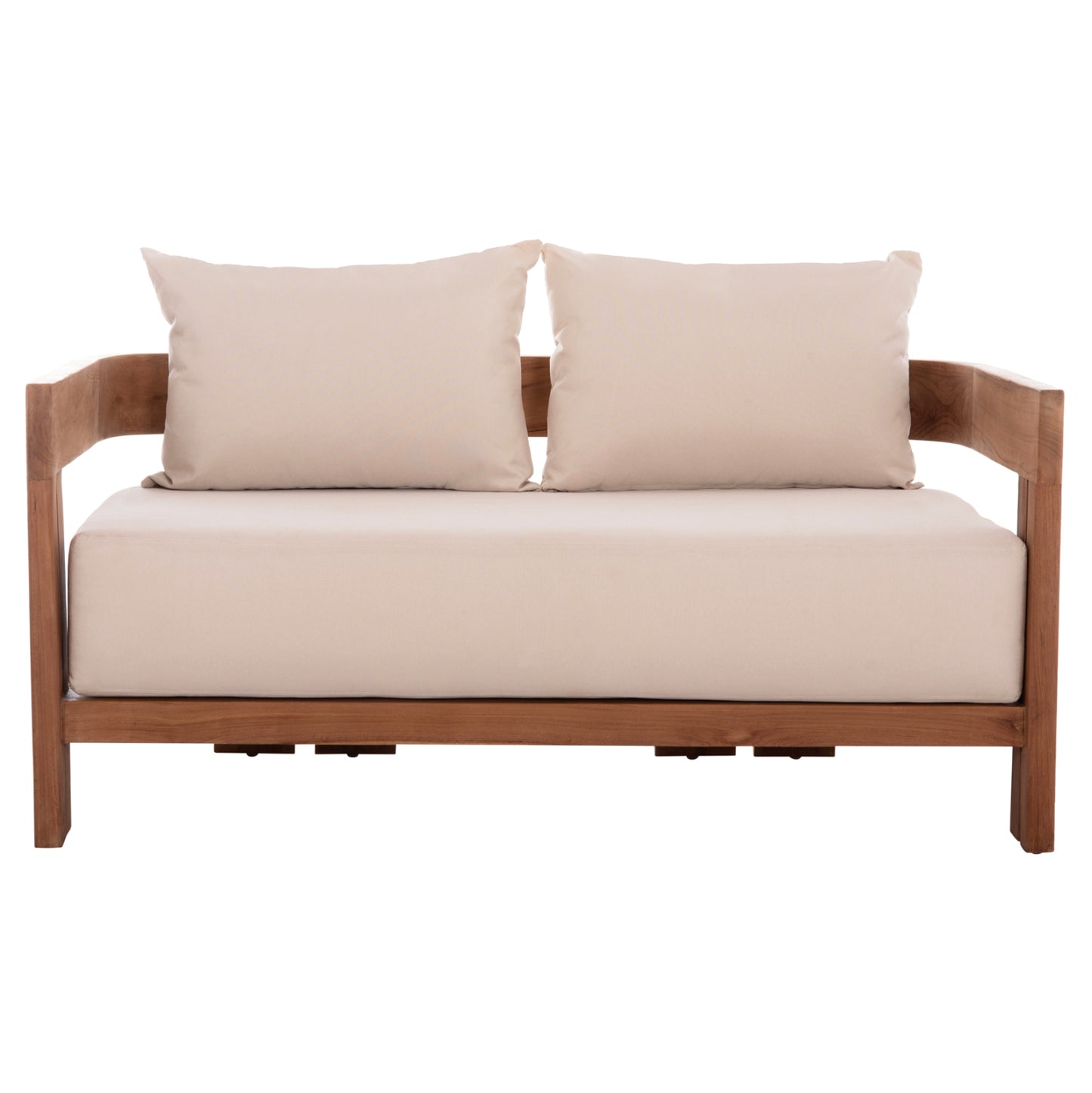 SOFA 2-SEATER SERIES KIOTO HM6381 TEAK WOOD IN NATURAL--BEIGE CUSHIONS 140x77x72Hcm.