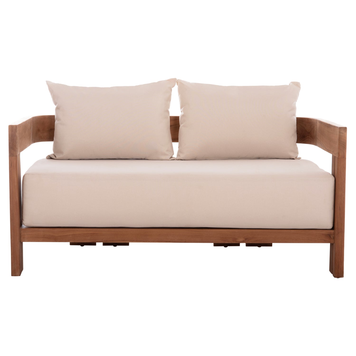 SOFA 2-SEATER SERIES KIOTO HM6381 TEAK WOOD IN NATURAL--BEIGE CUSHIONS 140x77x72Hcm.