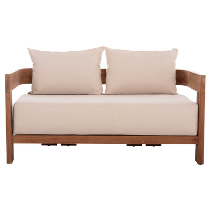 SOFA 2-SEATER SERIES KIOTO HM6381 TEAK WOOD IN NATURAL--BEIGE CUSHIONS 140x77x72Hcm.