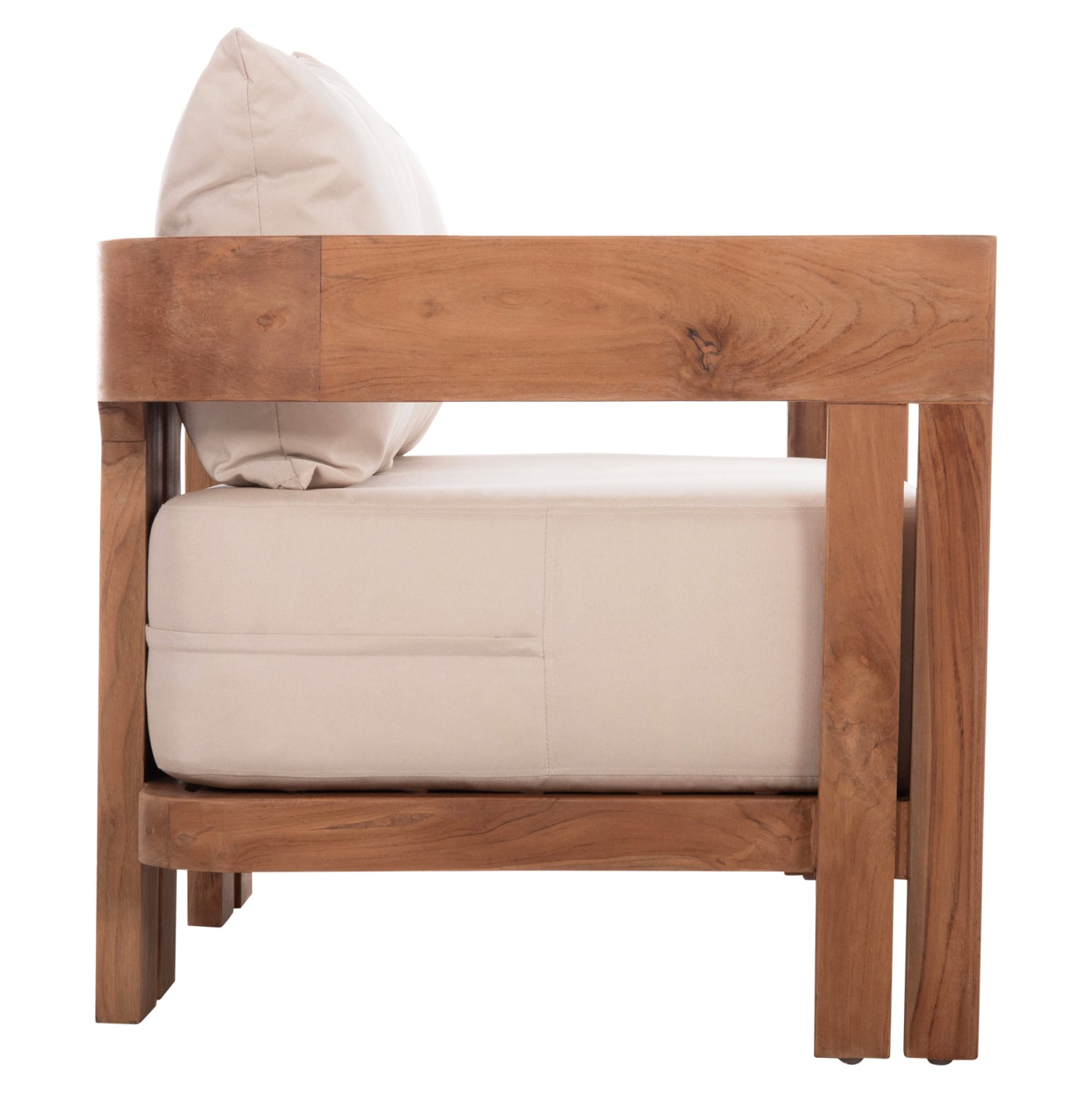 SOFA 2-SEATER SERIES KIOTO HM6381 TEAK WOOD IN NATURAL--BEIGE CUSHIONS 140x77x72Hcm.