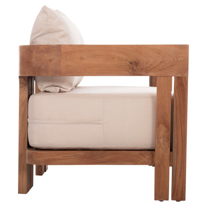 SOFA 2-SEATER SERIES KIOTO HM6381 TEAK WOOD IN NATURAL--BEIGE CUSHIONS 140x77x72Hcm.