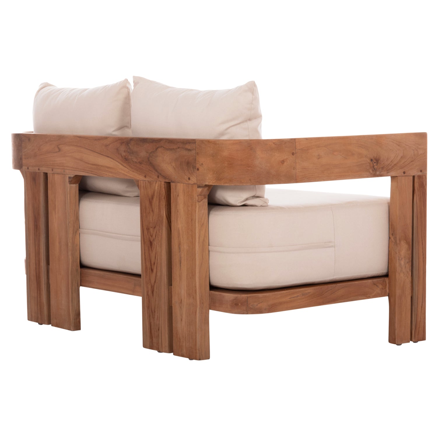 SOFA 2-SEATER SERIES KIOTO HM6381 TEAK WOOD IN NATURAL--BEIGE CUSHIONS 140x77x72Hcm.