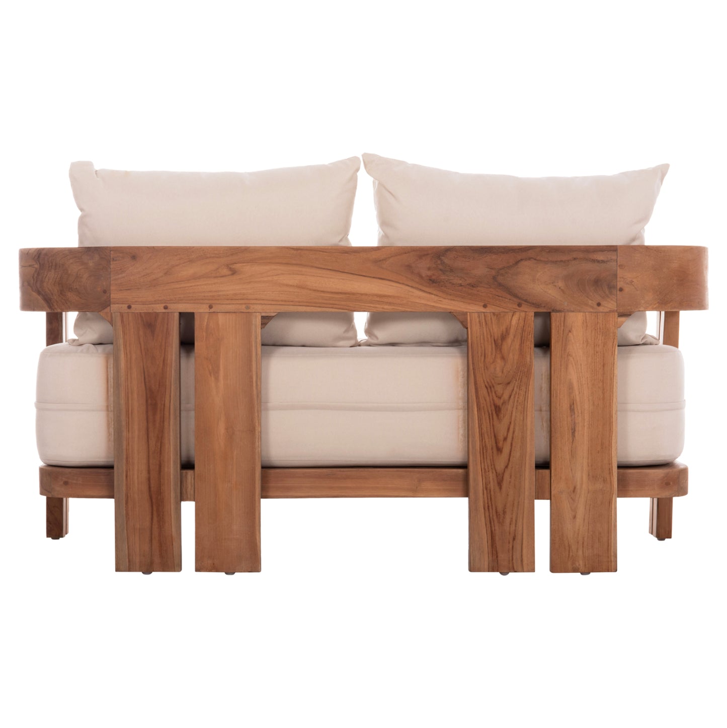 SOFA 2-SEATER SERIES KIOTO HM6381 TEAK WOOD IN NATURAL--BEIGE CUSHIONS 140x77x72Hcm.