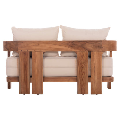 SOFA 2-SEATER SERIES KIOTO HM6381 TEAK WOOD IN NATURAL--BEIGE CUSHIONS 140x77x72Hcm.