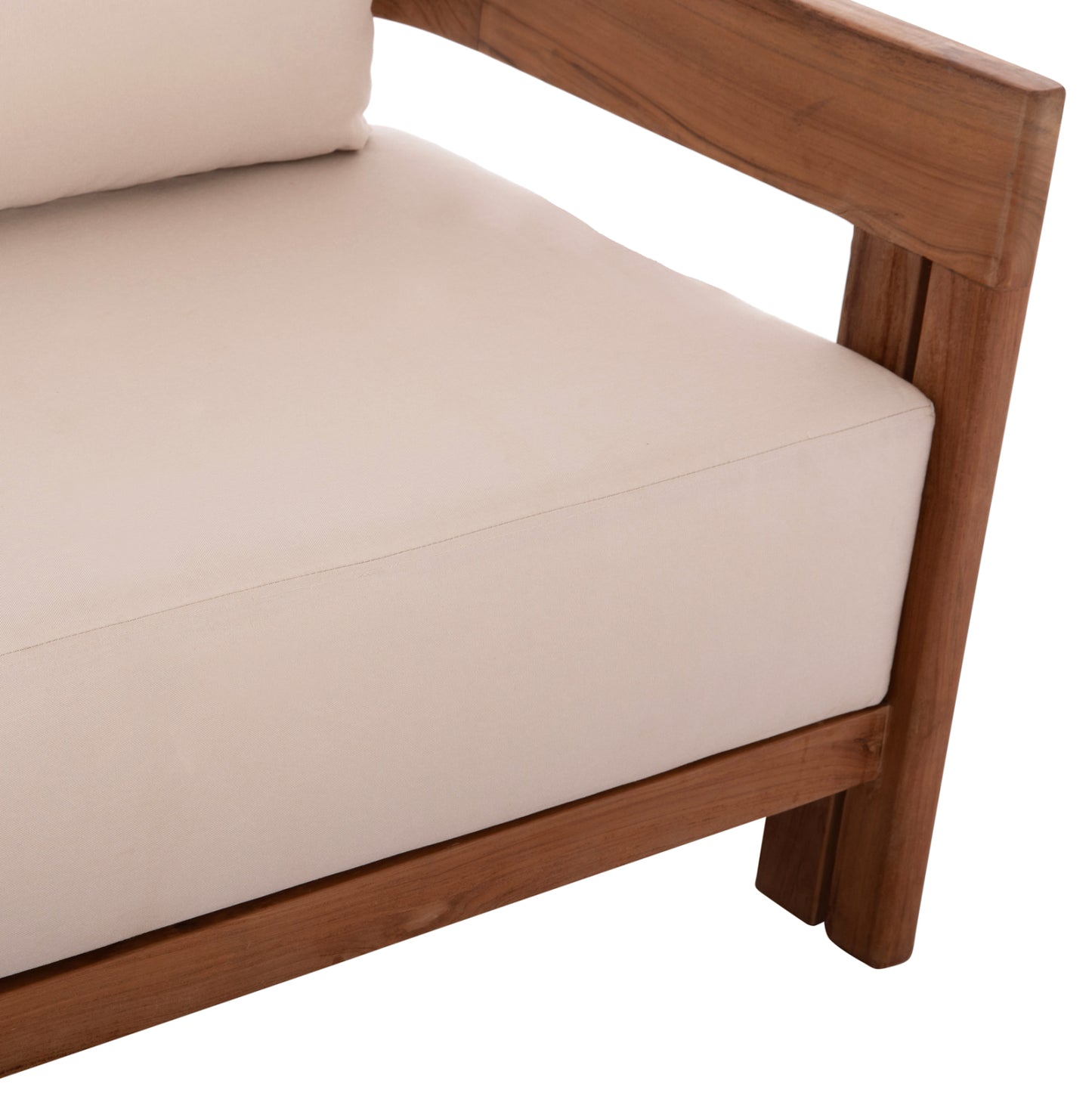 SOFA 2-SEATER SERIES KIOTO HM6381 TEAK WOOD IN NATURAL--BEIGE CUSHIONS 140x77x72Hcm.