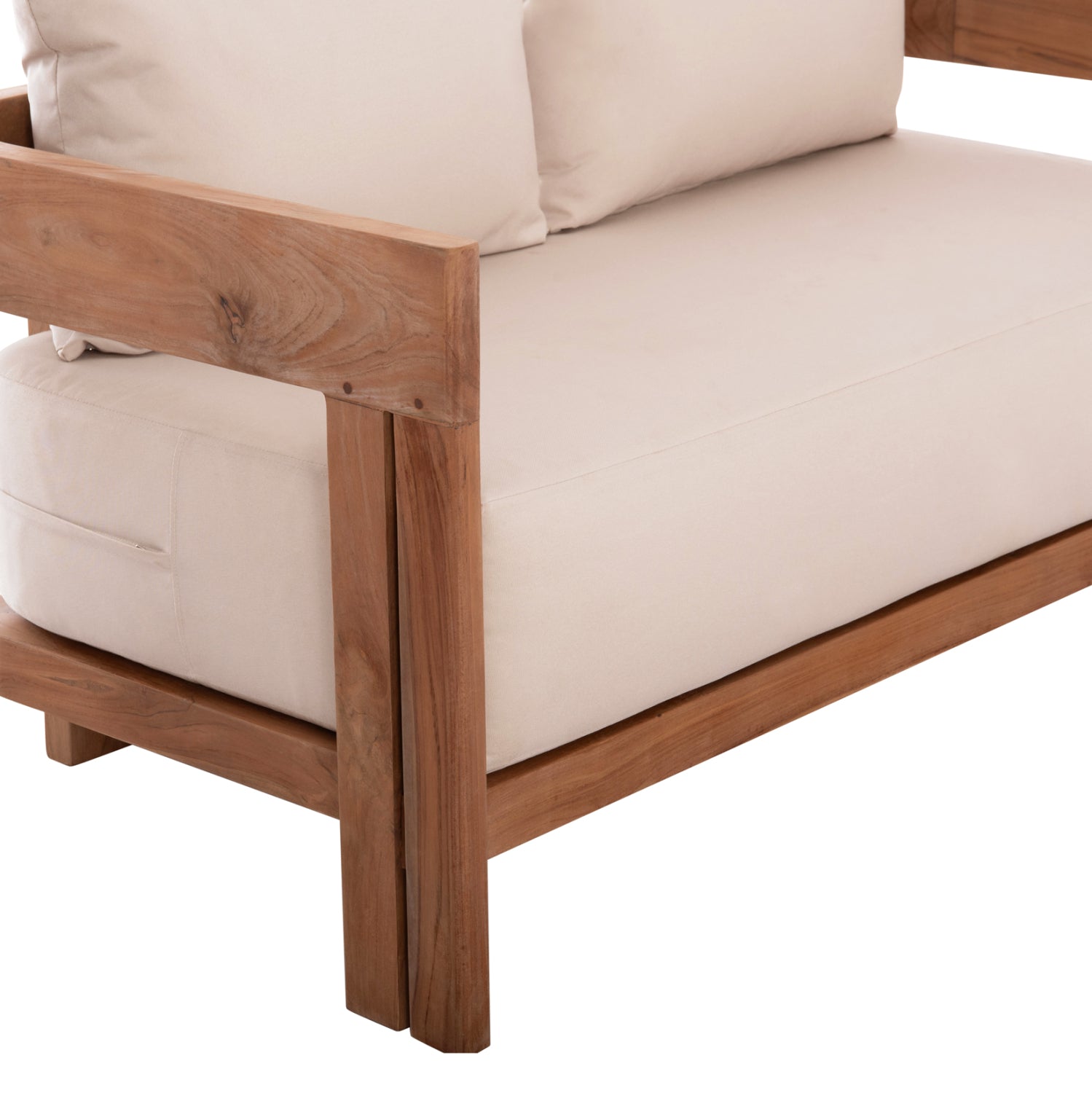 SOFA 2-SEATER SERIES KIOTO HM6381 TEAK WOOD IN NATURAL--BEIGE CUSHIONS 140x77x72Hcm.