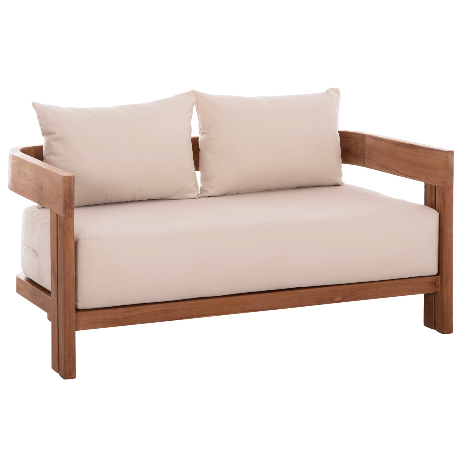 SOFA 2-SEATER SERIES KIOTO HM6381 TEAK WOOD IN NATURAL--BEIGE CUSHIONS 140x77x72Hcm.