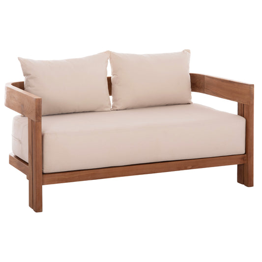 SOFA 2-SEATER SERIES KIOTO HM6381 TEAK WOOD IN NATURAL--BEIGE CUSHIONS 140x77x72Hcm.