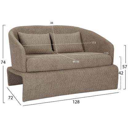 SOFA 2-SEATER BEVY2 HM9678.03 BEIGE BOUCLE FABRIC-METAL FRAME 128x72x74Hcm.