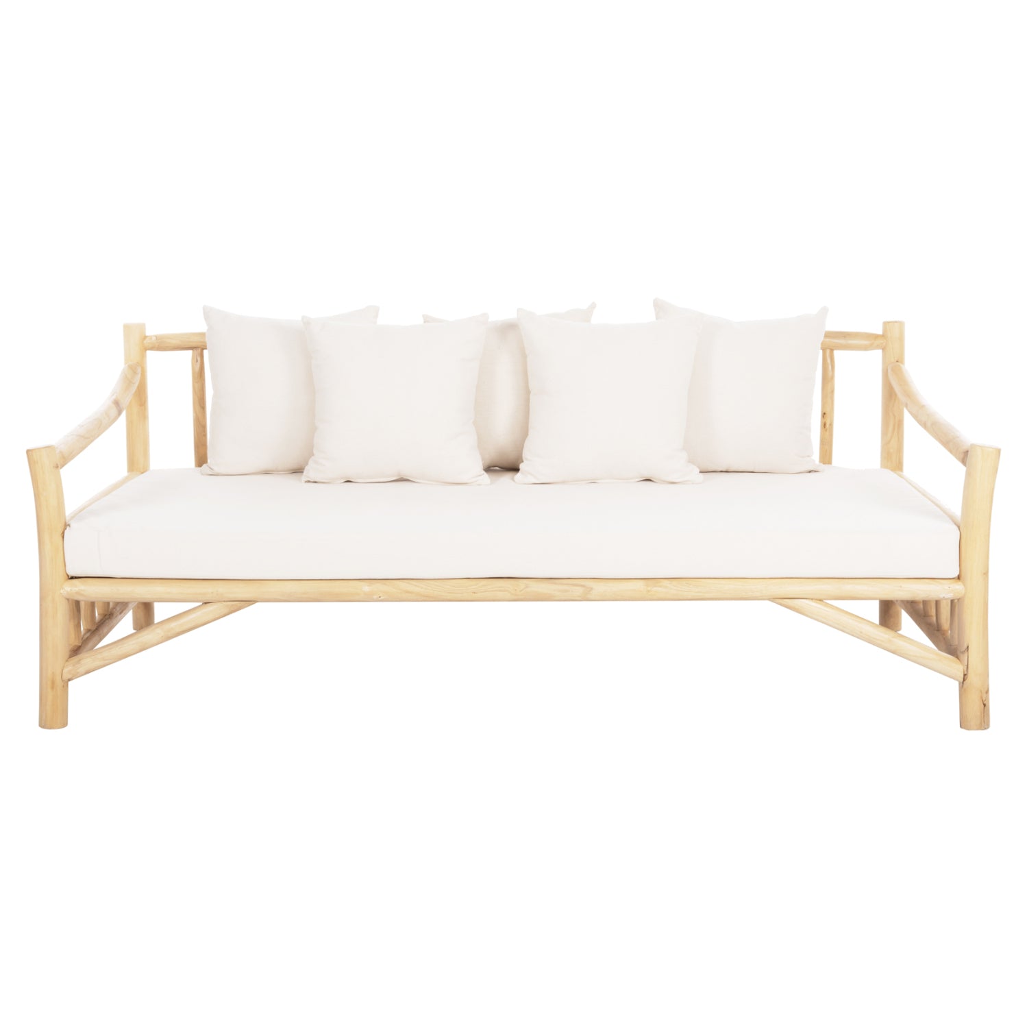 SOFA TORC HM9339 SOLID TEAK NATURAL-WHITE 200x100x80H