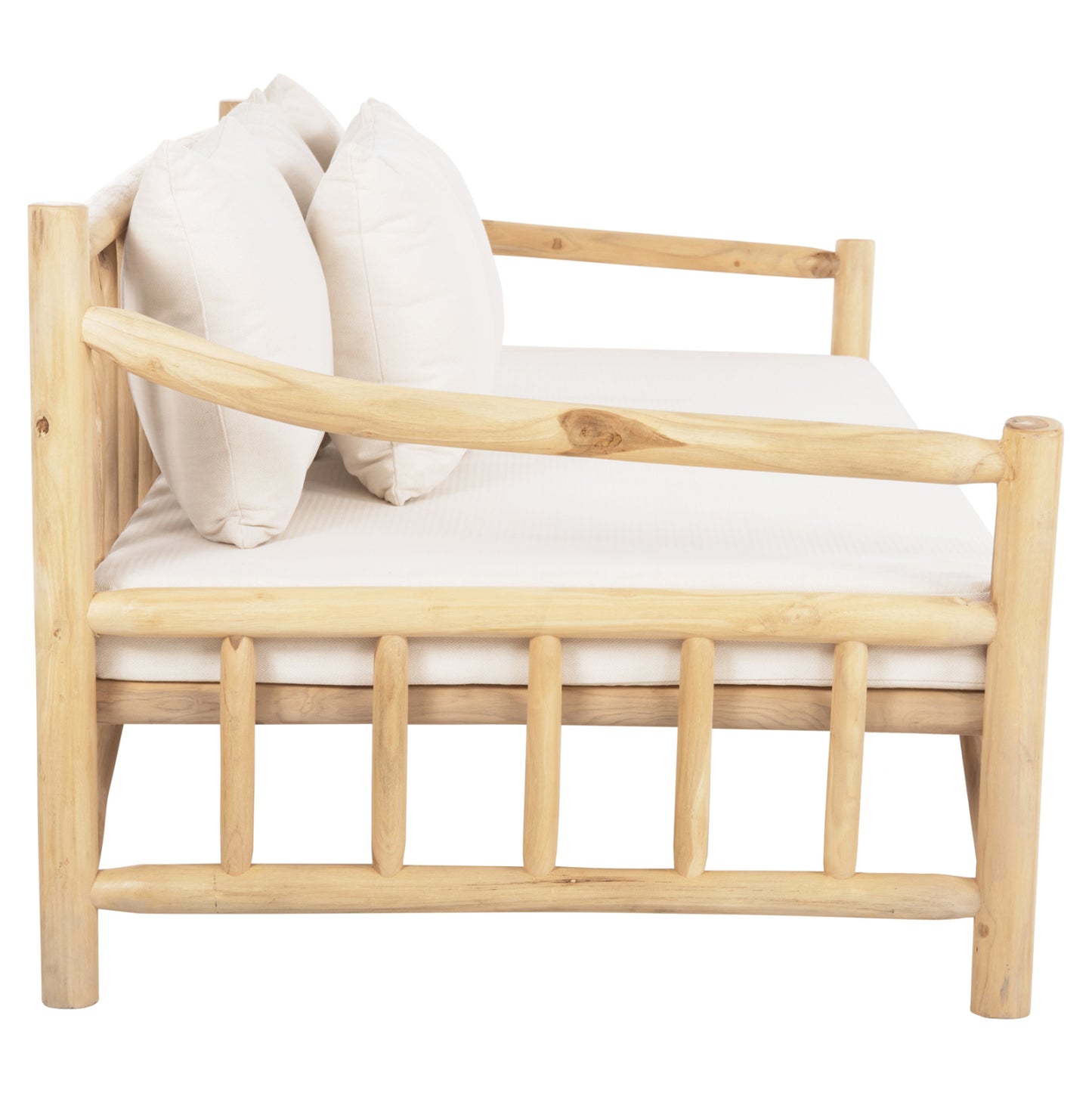SOFA TORC HM9339 SOLID TEAK NATURAL-WHITE 200x100x80H