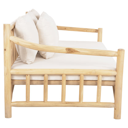 SOFA TORC HM9339 SOLID TEAK NATURAL-WHITE 200x100x80H