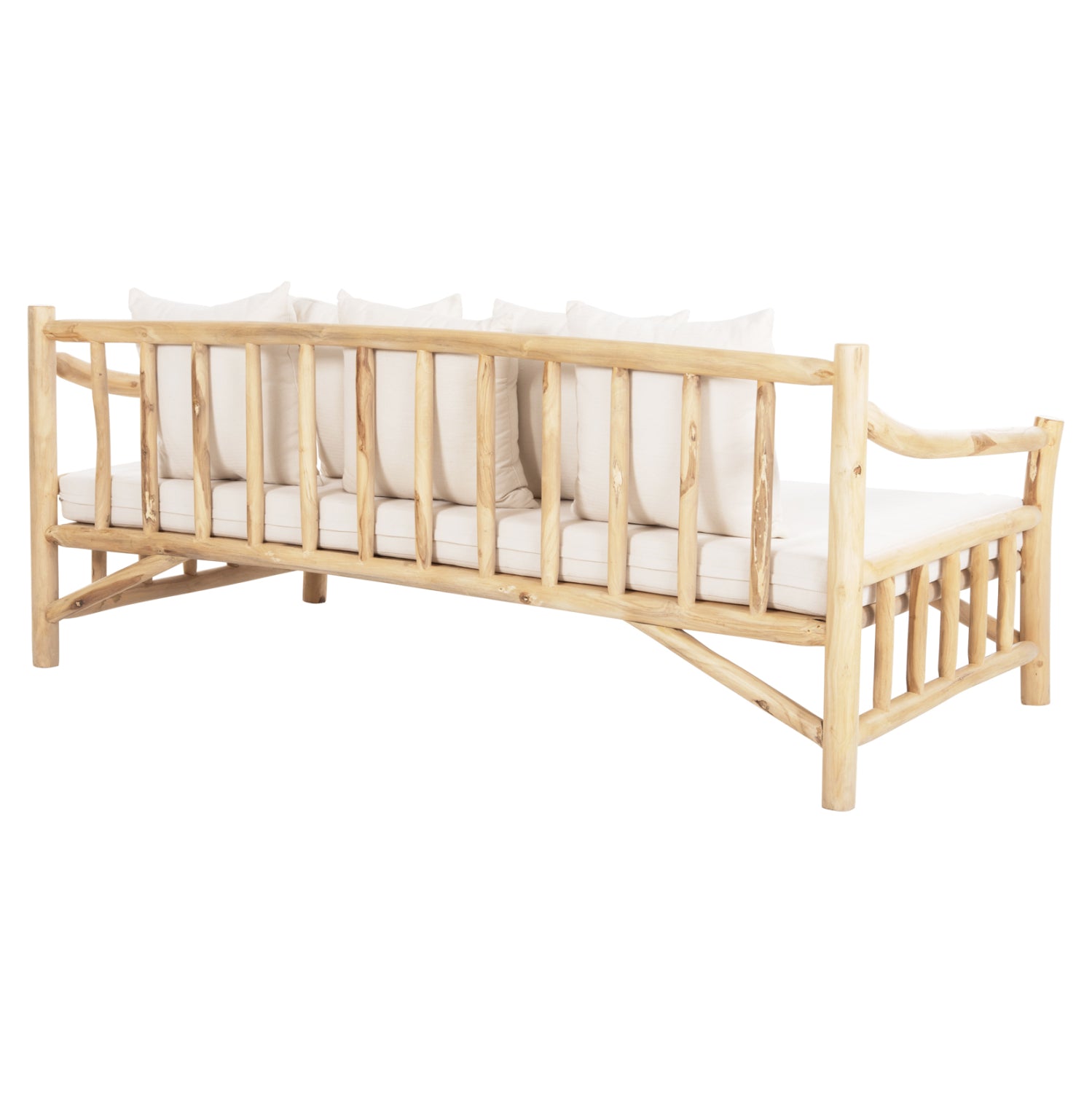 SOFA TORC HM9339 SOLID TEAK NATURAL-WHITE 200x100x80H