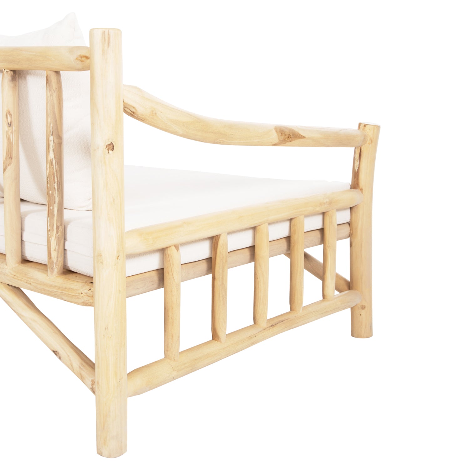 SOFA TORC HM9339 SOLID TEAK NATURAL-WHITE 200x100x80H
