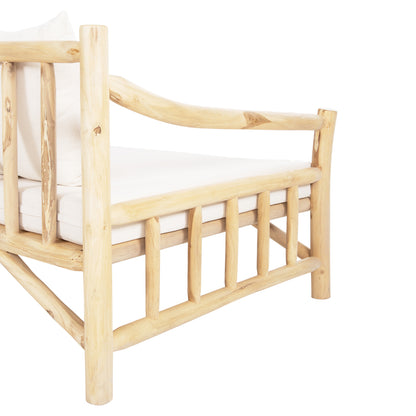SOFA TORC HM9339 SOLID TEAK NATURAL-WHITE 200x100x80H