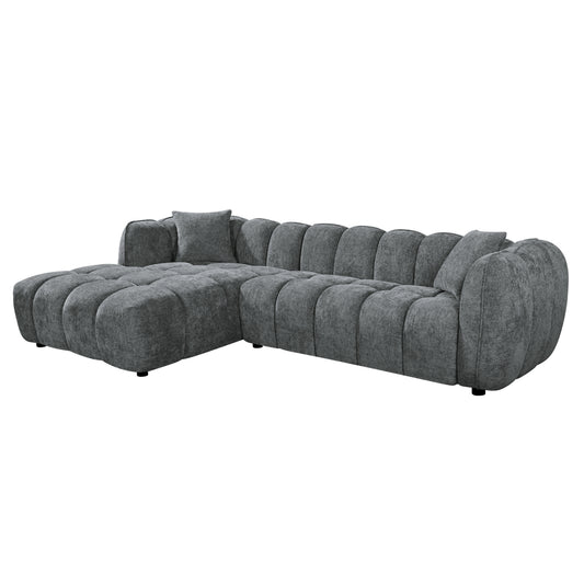 CORNER SOFA (LEFT) LYKKE HM3326.01L GREY FABRIC 280x89-165(chaise)x70Hcm.