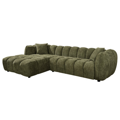 CORNER SOFA (LEFT) LYKKE HM3326.03L GREEN FABRIC 280x83-160(chaise)x80Hcm.