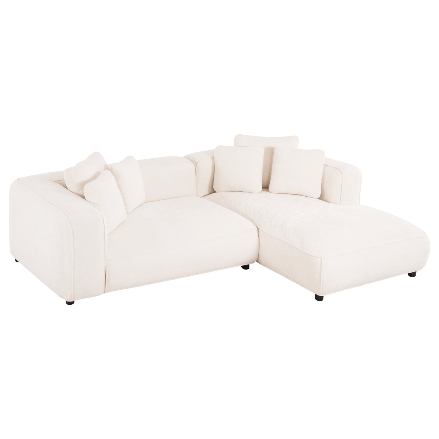 CORNER SOFA (RIGHT) 3-SEATER GRACE HM3280.02R WHITE FABRIC 252x105-160x70-90Hcm.