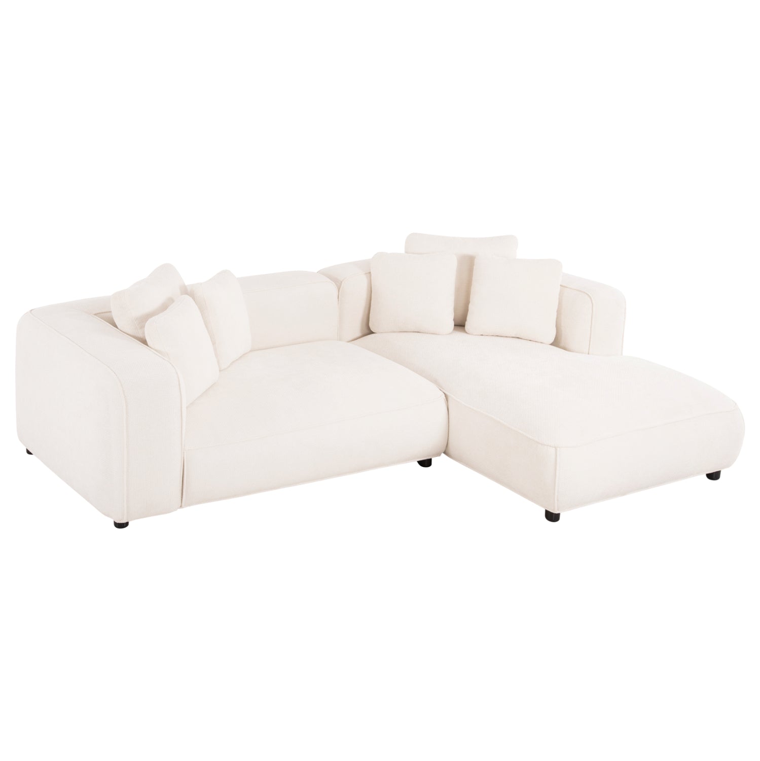 CORNER SOFA (RIGHT) 3-SEATER GRACE HM3280.02R WHITE FABRIC 252x105-160x70-90Hcm.