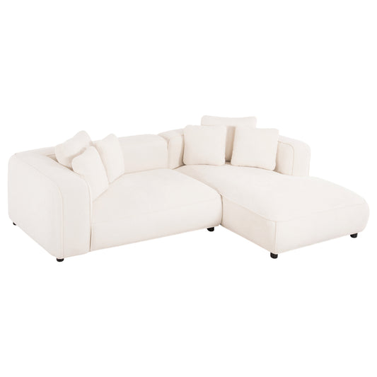 CORNER SOFA (RIGHT) 3-SEATER GRACE HM3280.02R WHITE FABRIC 252x105-160x70-90Hcm.