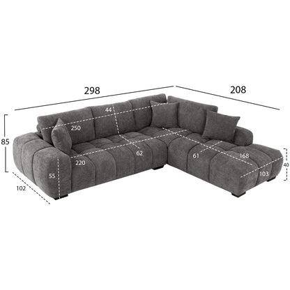 CORNER SOFA (RIGHT) COVEN HM3266.03R DARK GREY FABRIC 298x102-208x85Hcm.