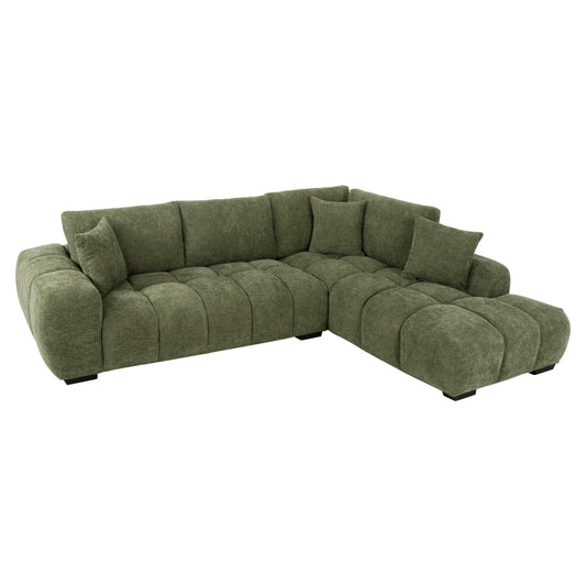 CORNER SOFA (RIGHT) COVEN HM3266.14R GREEN FABRIC 298x102-208x85Hcm.