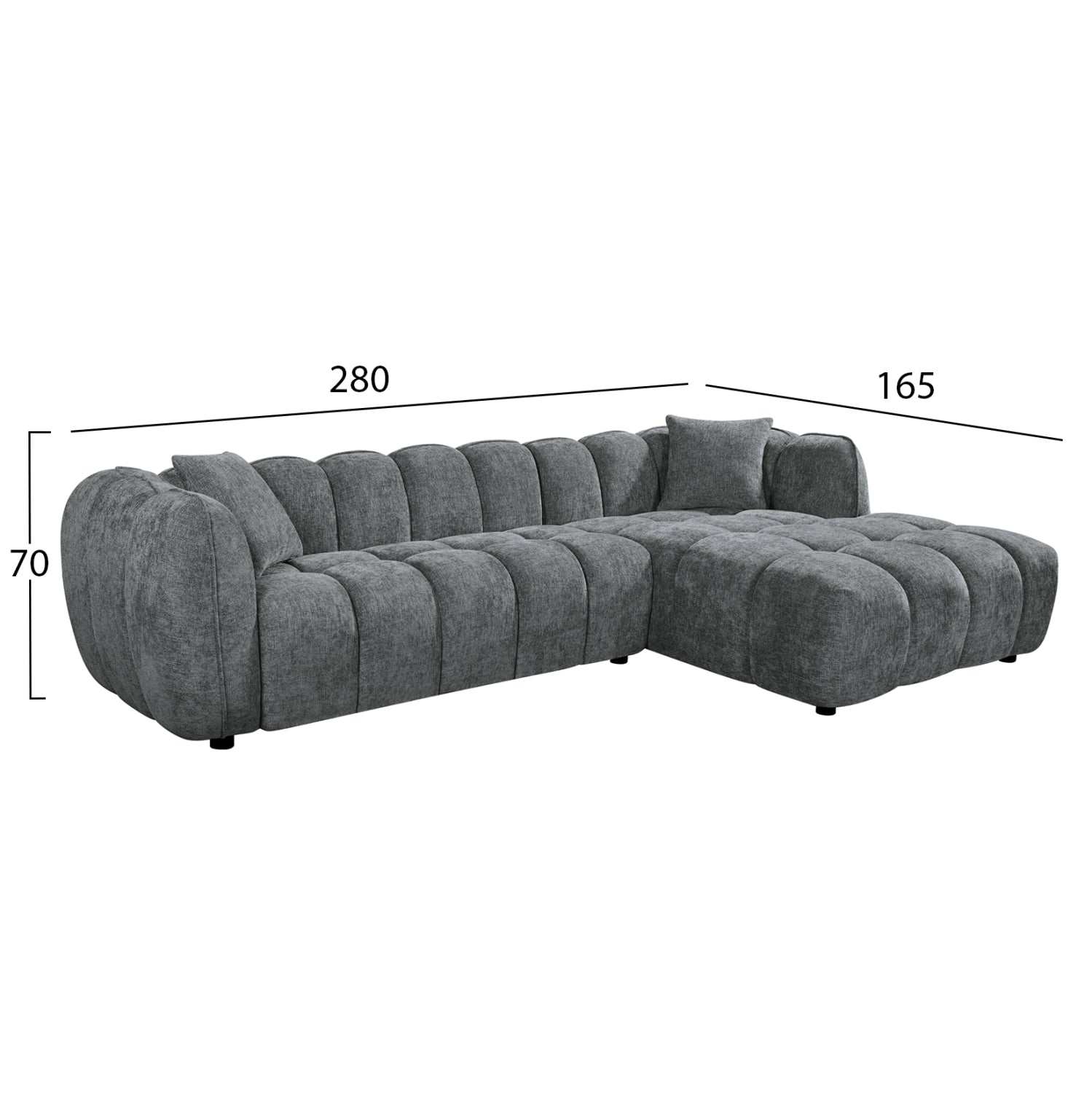 CORNER SOFA (RIGHT) LYKKE HM3326.01R GREY FABRIC 280x89-165(chaise)x70Hcm.