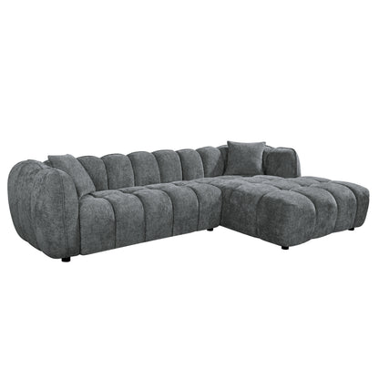 CORNER SOFA (RIGHT) LYKKE HM3326.01R GREY FABRIC 280x89-165(chaise)x70Hcm.