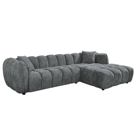 CORNER SOFA (RIGHT) LYKKE HM3326.01R GREY FABRIC 280x89-165(chaise)x70Hcm.