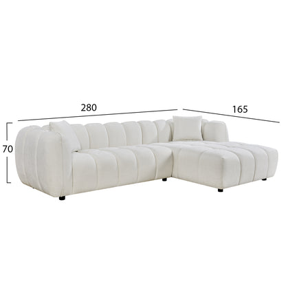 CORNER SOFA (RIGHT) LYKKE HM3326.02R ECRU FABRIC 280x89-165(chaise)x70Hcm.