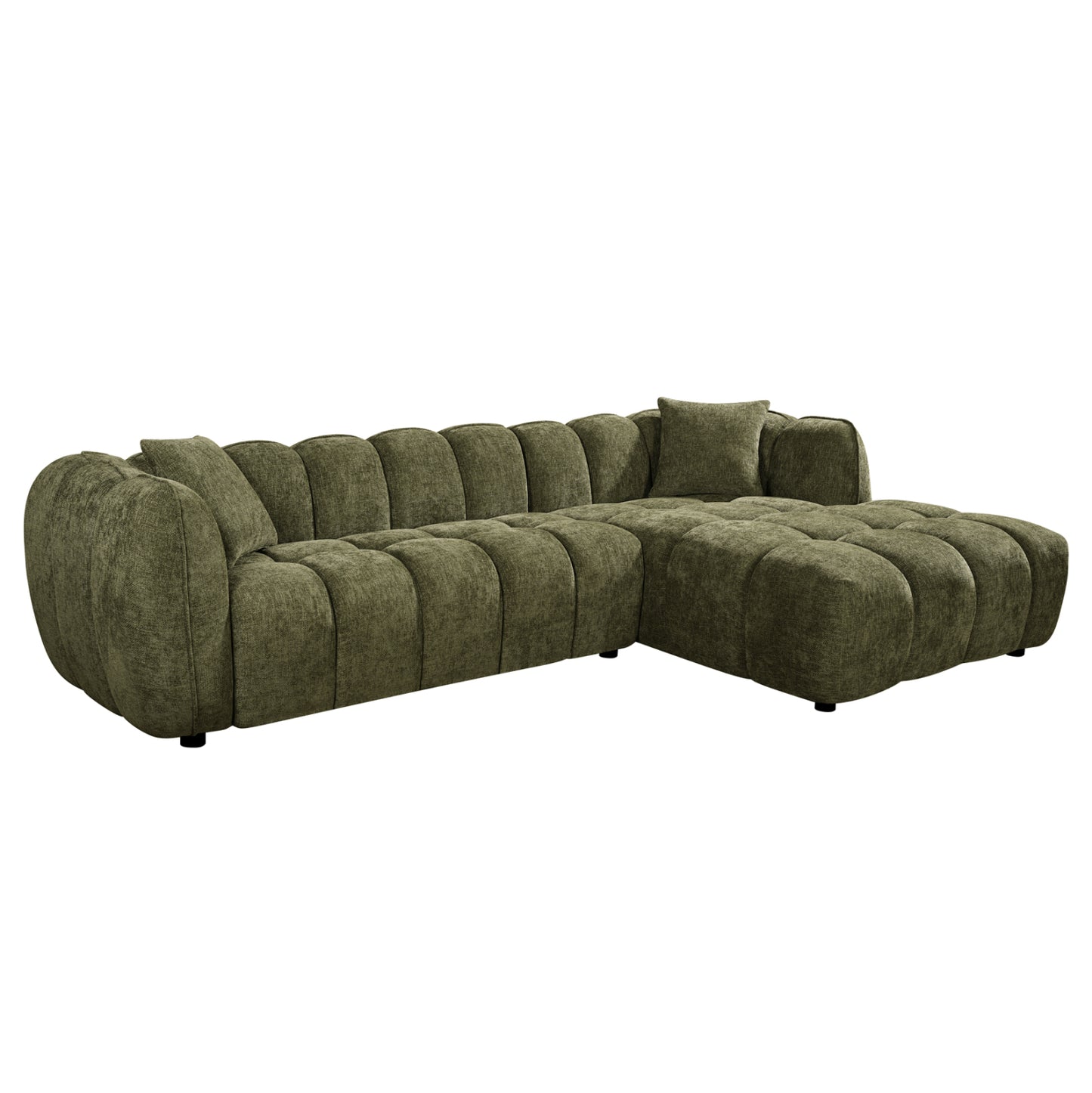 CORNER SOFA (RIGHT) LYKKE HM3326.03R GREEN FABRIC 280x89-165(chaise)x70Hcm.