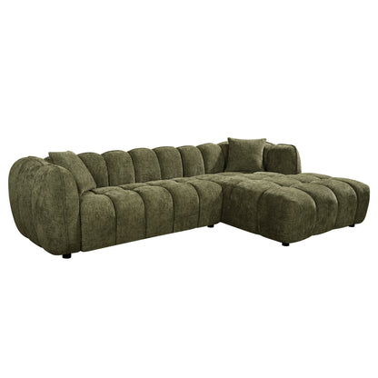 CORNER SOFA (RIGHT) LYKKE HM3326.03R GREEN FABRIC 280x89-165(chaise)x70Hcm.